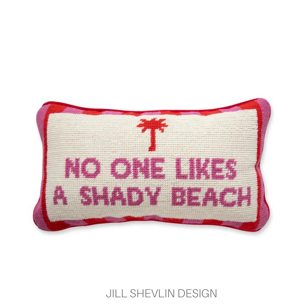 Shady Beach Needlepoint Pillow