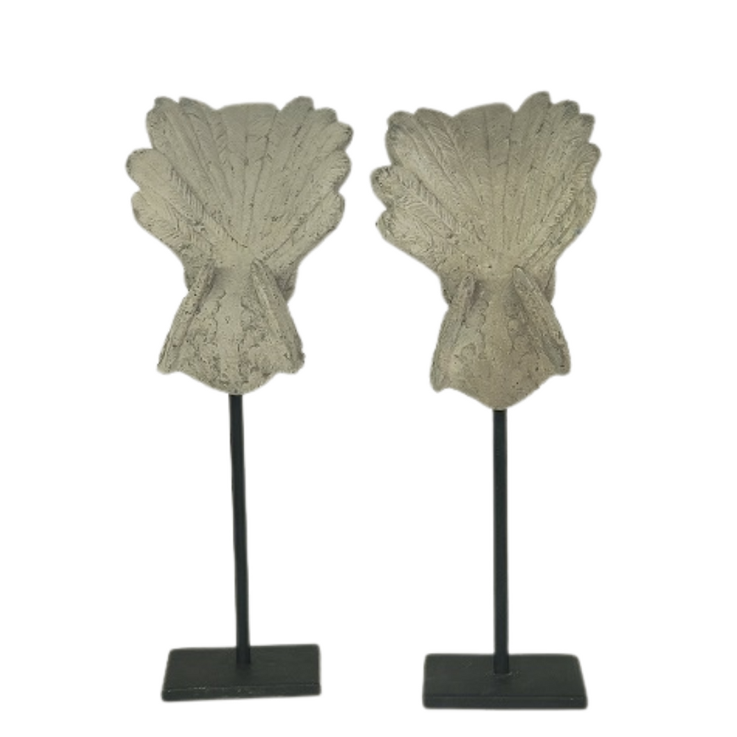 Concrete Rooster Tail on Stand Set of 2