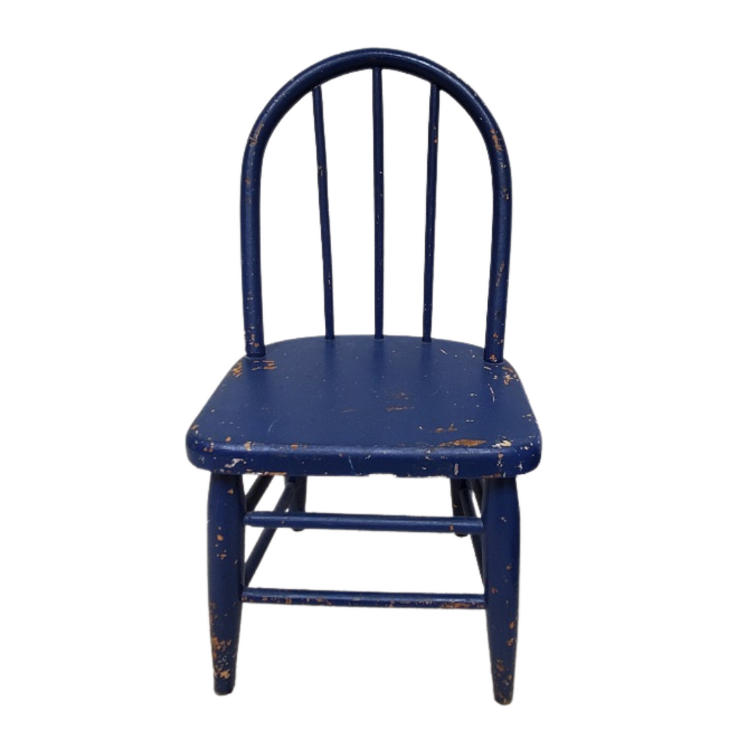 Vintage Blue Wooden Windsor Child's Chair